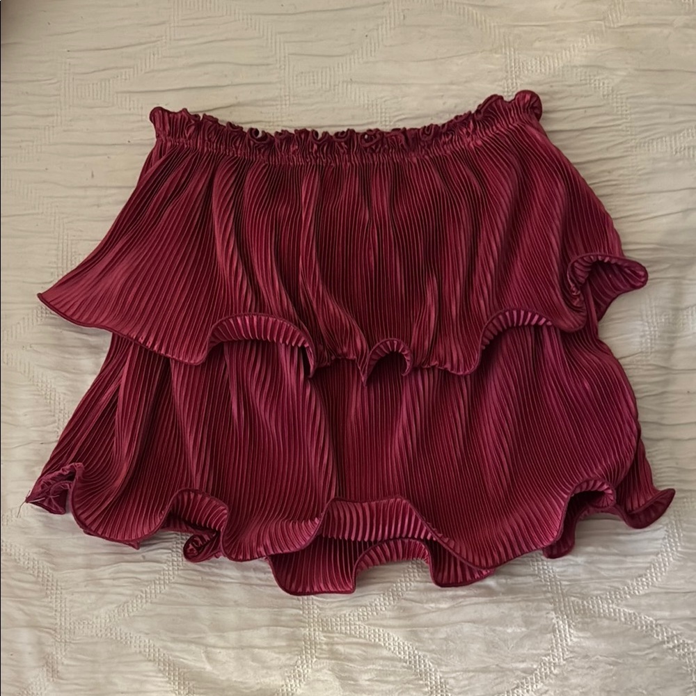 Elegant Burgundy Pleated Tube Top
